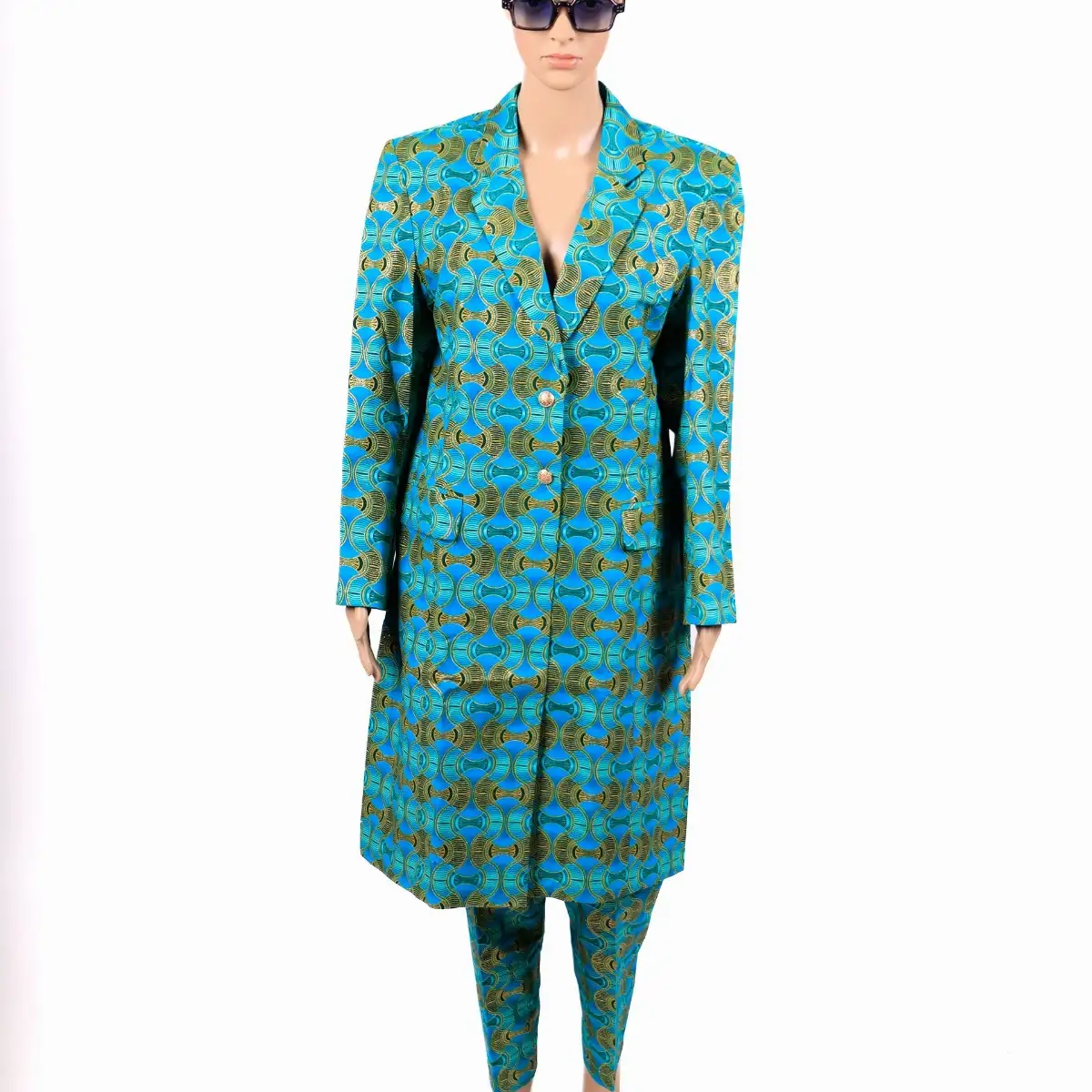 Tailleur Vert-bleu-doré