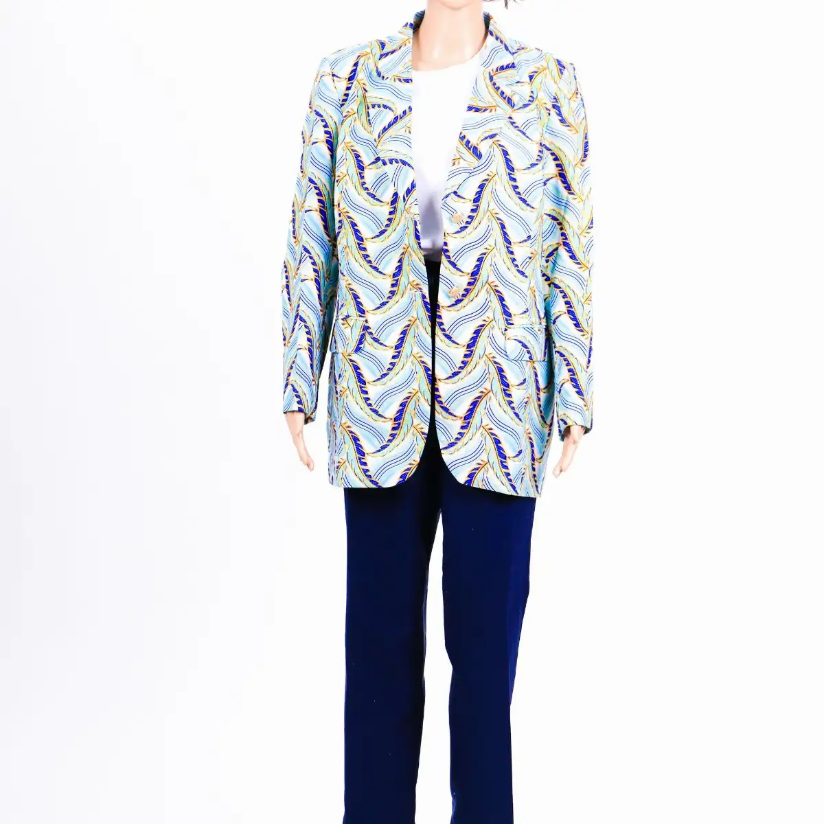 Veste bleue clair à motifs