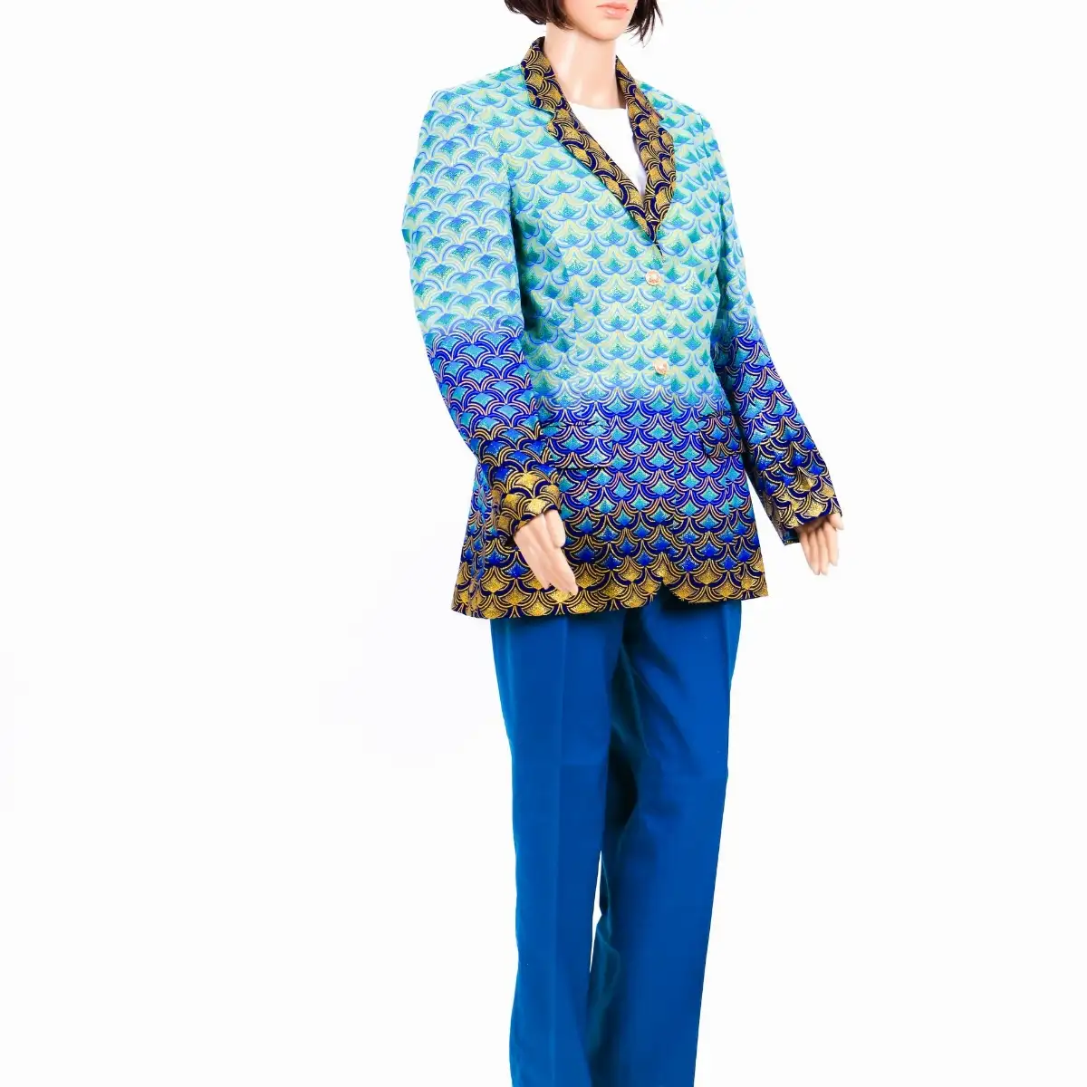 Veste nuances vert-bleu-doré