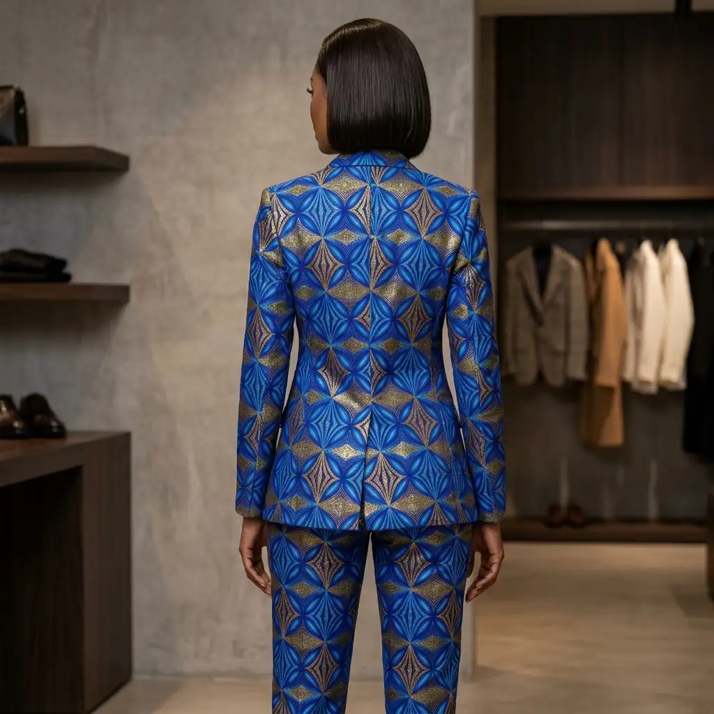 Tailleur Bleu roi en wax - sur mesure