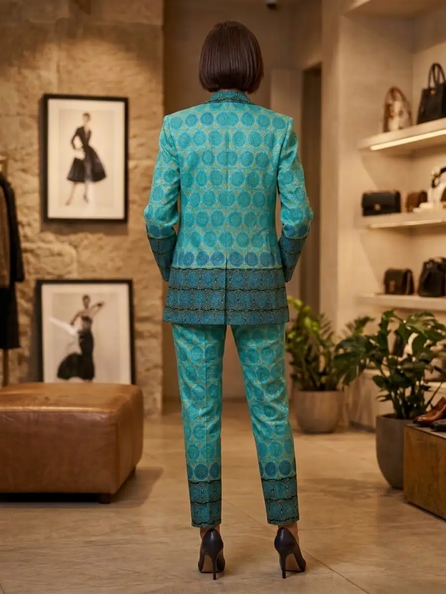 Tailleur Turquoise en wax - sur commande