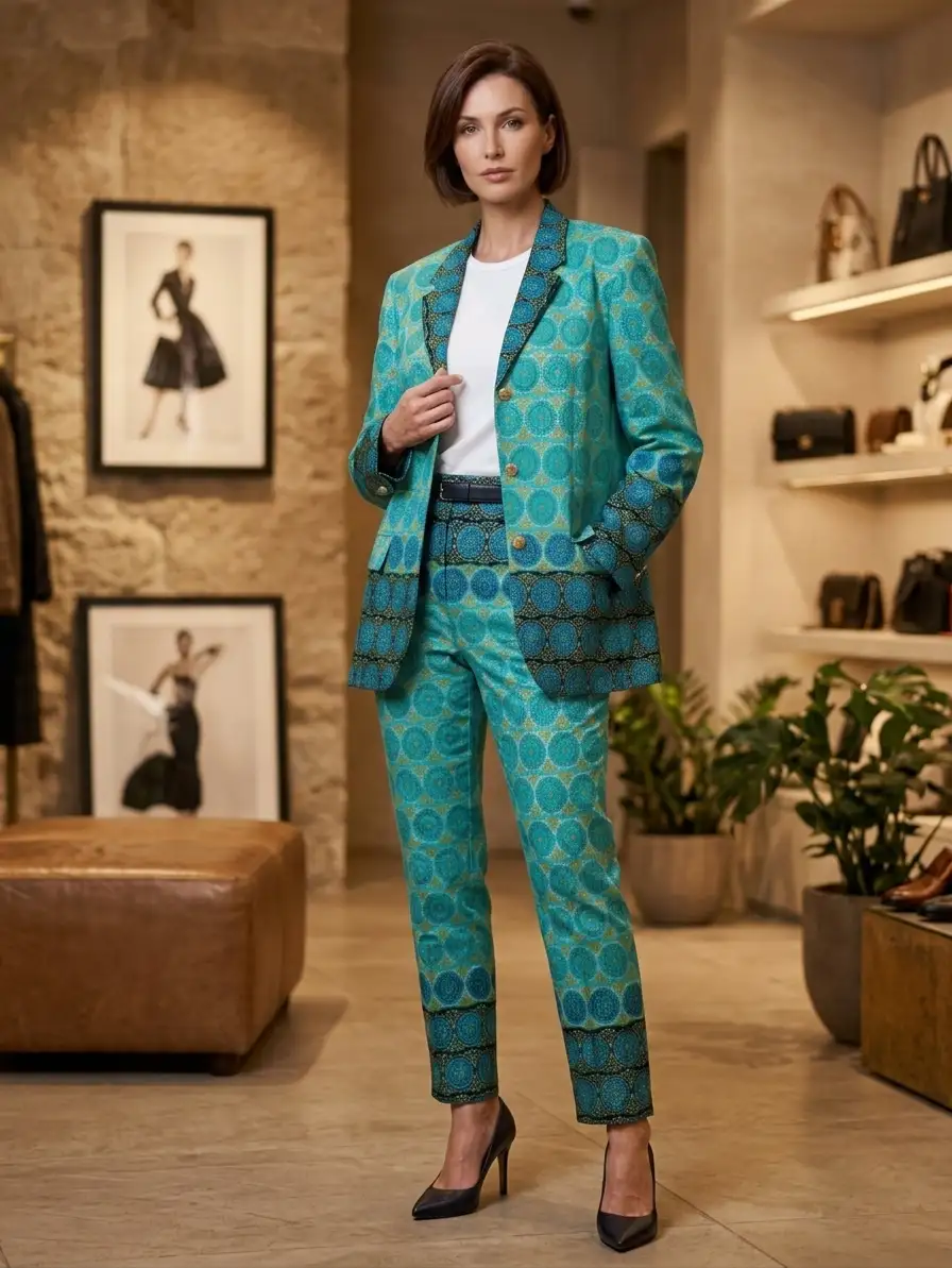 Tailleur Turquoise en wax - sur commande