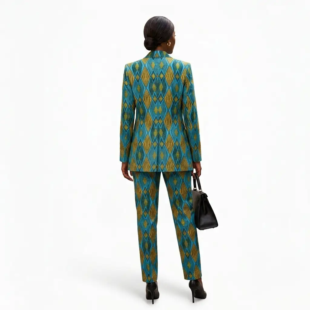 Tailleur Turquoise or en wax - sur commande
