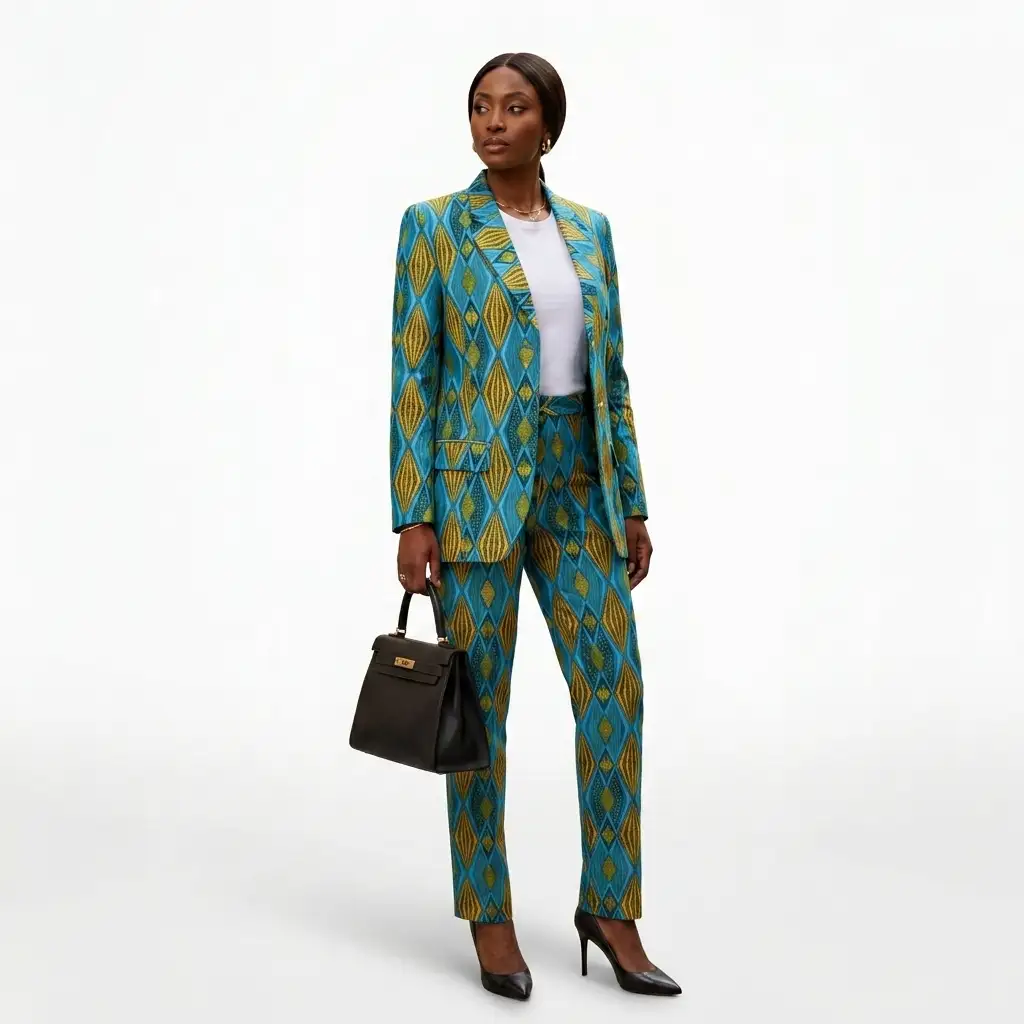 Tailleur Turquoise or en wax - sur commande