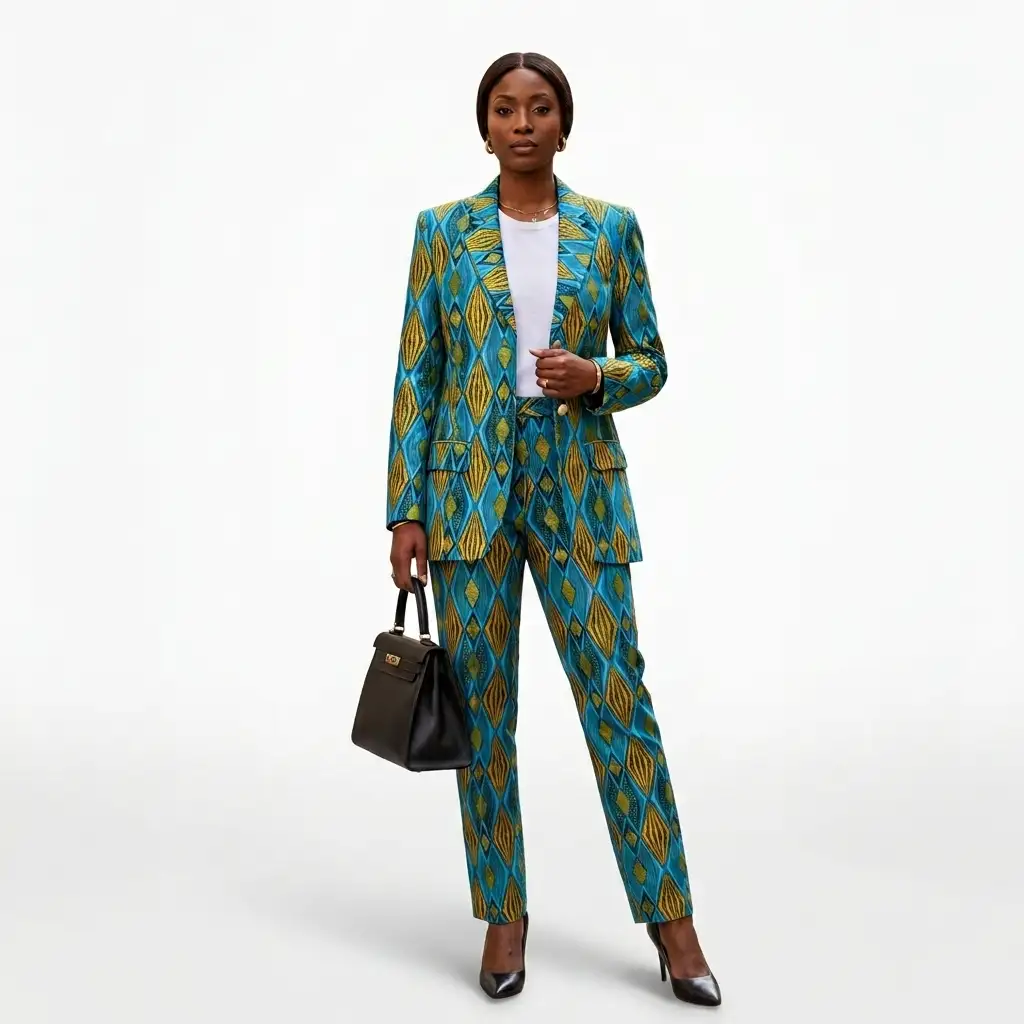 Tailleur Turquoise or en wax - sur commande
