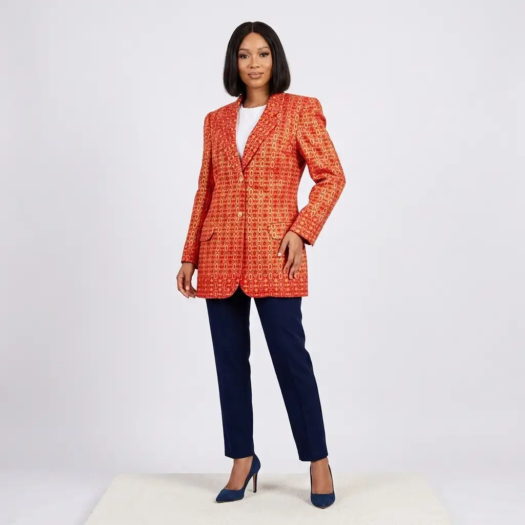Veste Rouge & or en wax