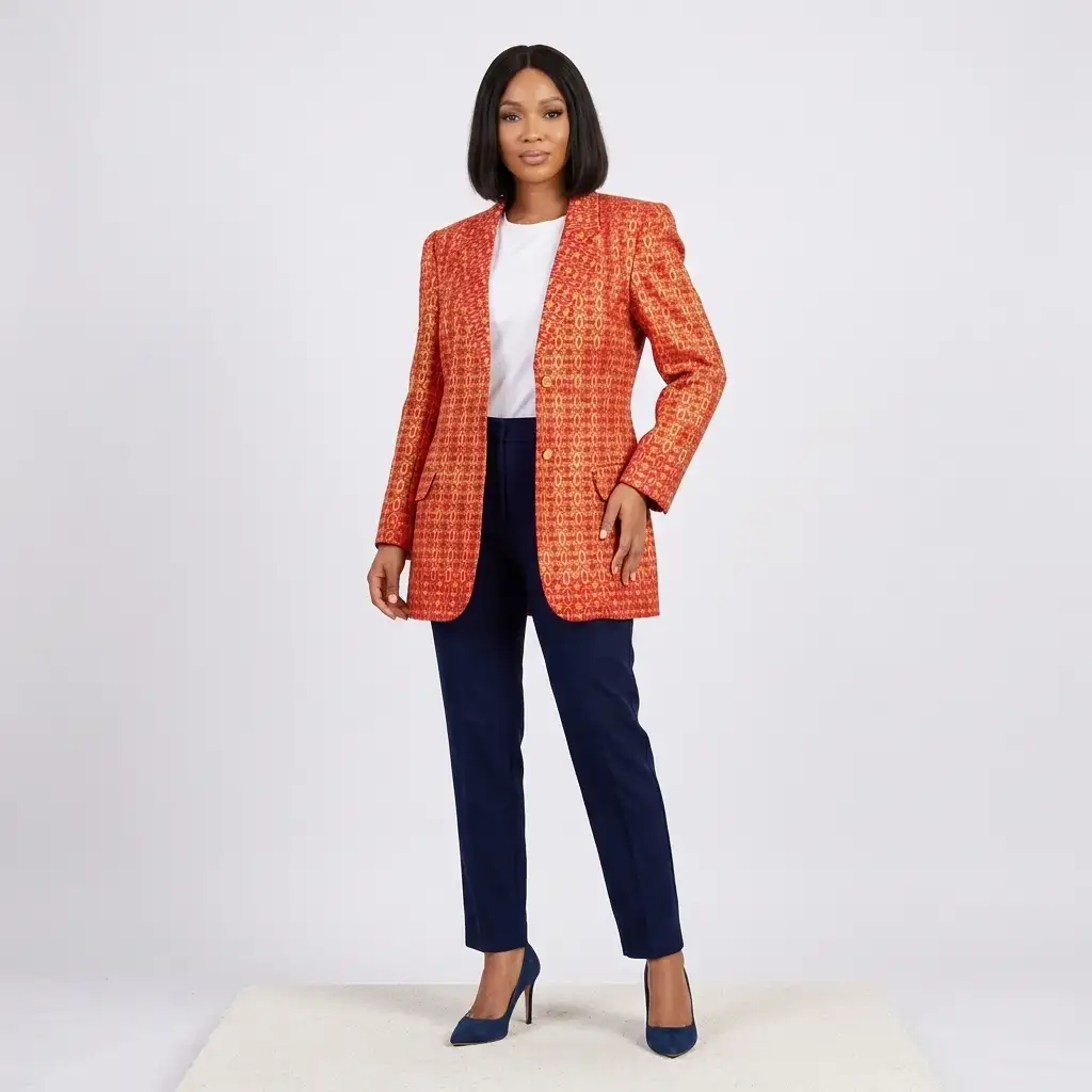 Veste Rouge & or en wax