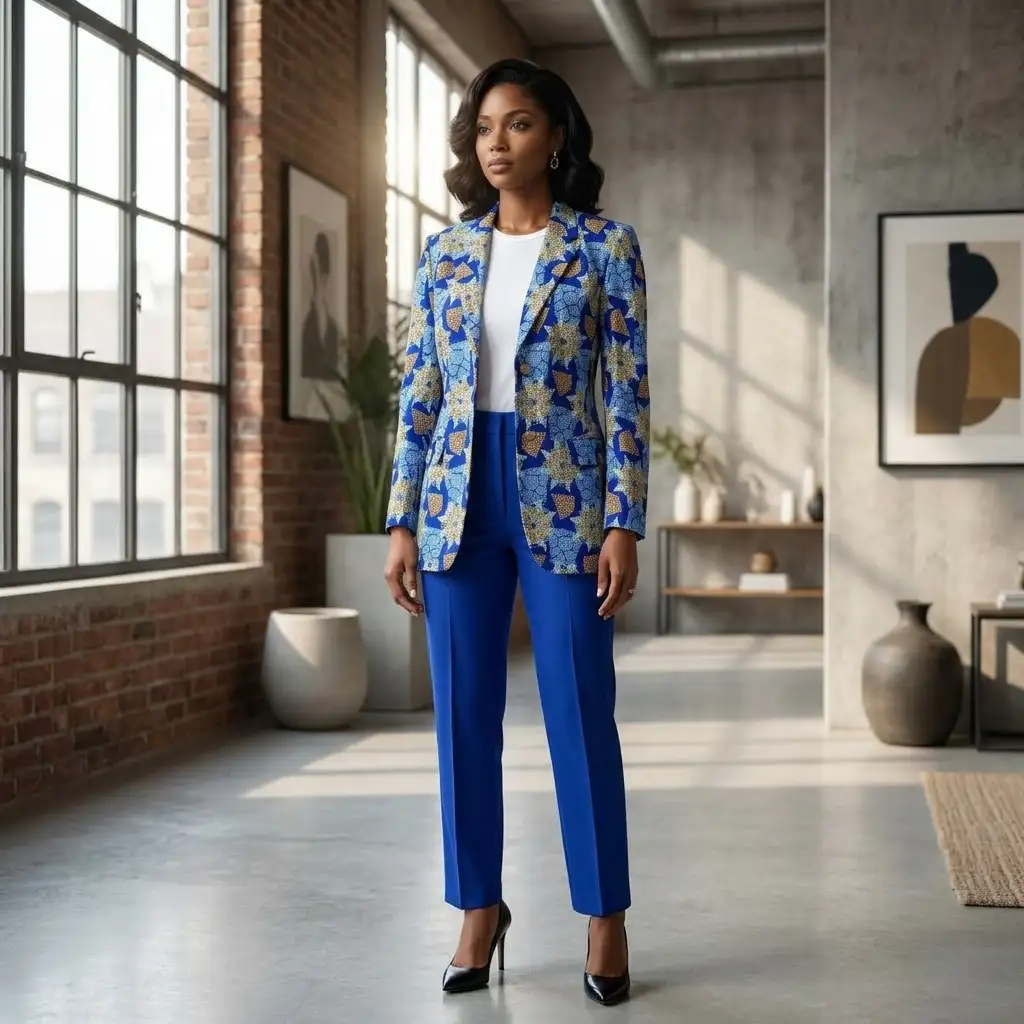 Veste aux nuances de bleu en wax