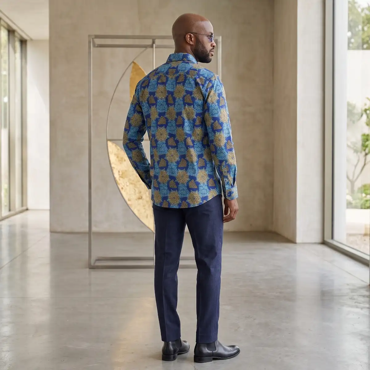 Chemise Bleu graphique en wax