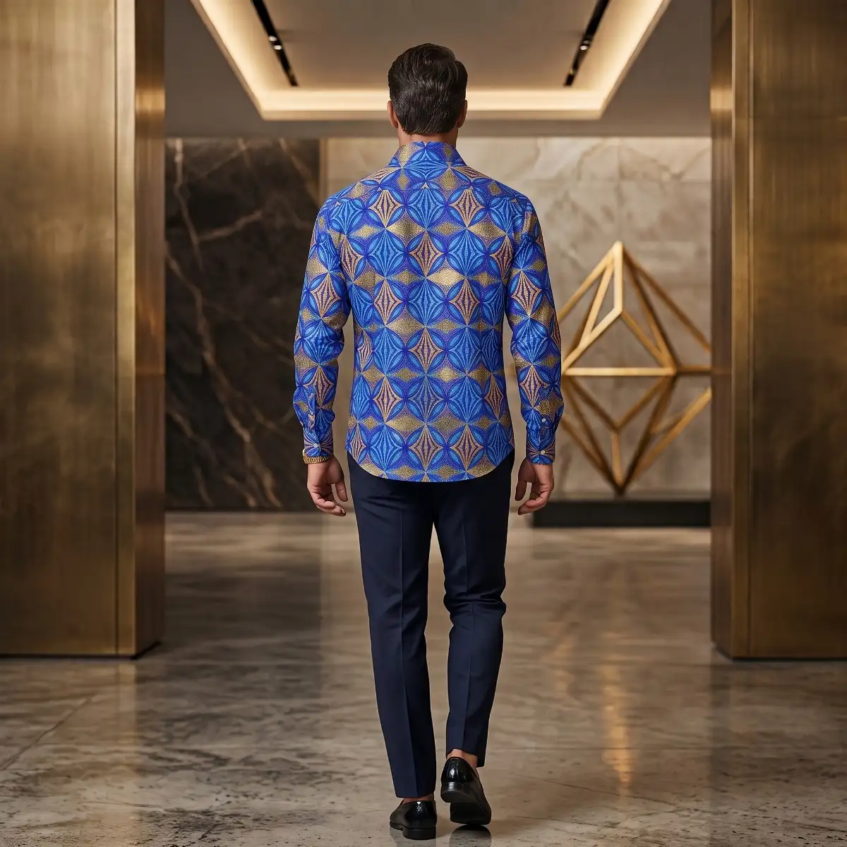 Chemise Bleu intense en wax
