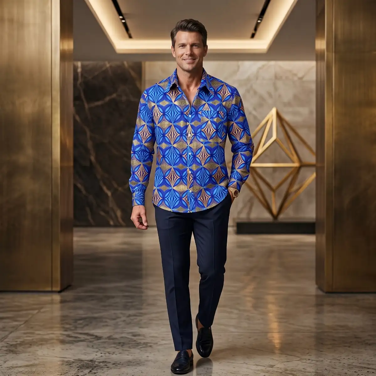 Chemise Bleu intense en wax